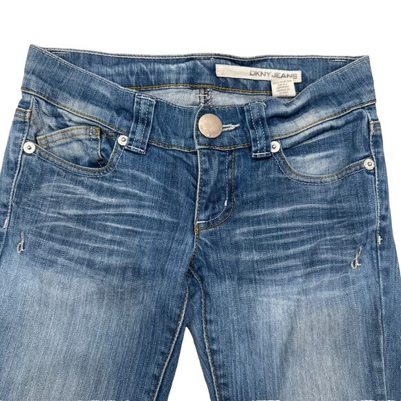Vintage DKNY Jeans Womens Low Rise Bootcut Pants Size 3 Y2k Med Wash 90s Grunge - Picture 5 of 9